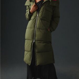 Stylish Green Long Puffer Coat